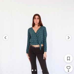 Abercrombie & Fitch Teal Polka Dot Blouse
